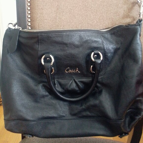 Coach Ashley Black Leather Satchel Bag F15447 - Picture 1 of 9